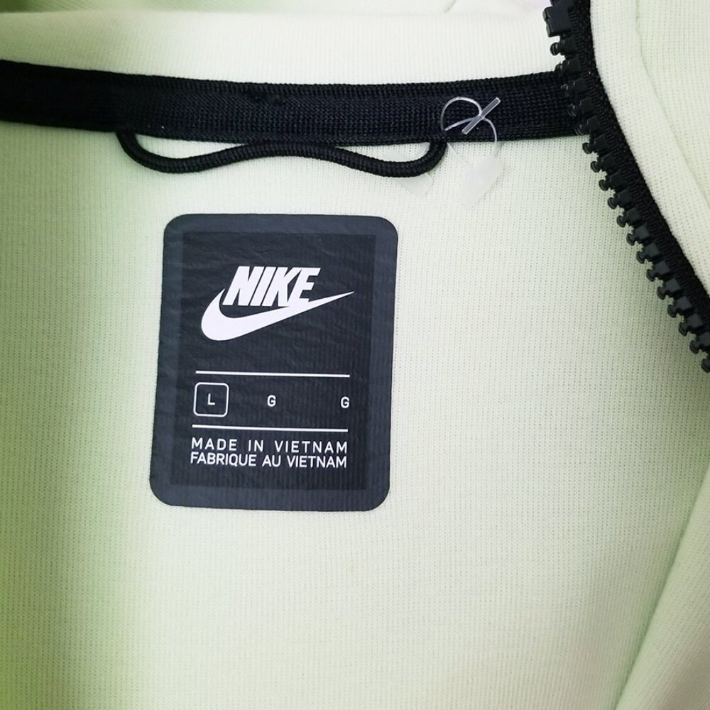Nike Sportswear Men's L Tech Fleece Full-Zip Hoodie in Light Liquid Lime Black - Picture 11 of 16